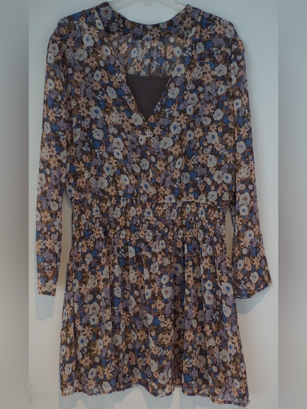 Versona Floral Print Top in Blue and Brown